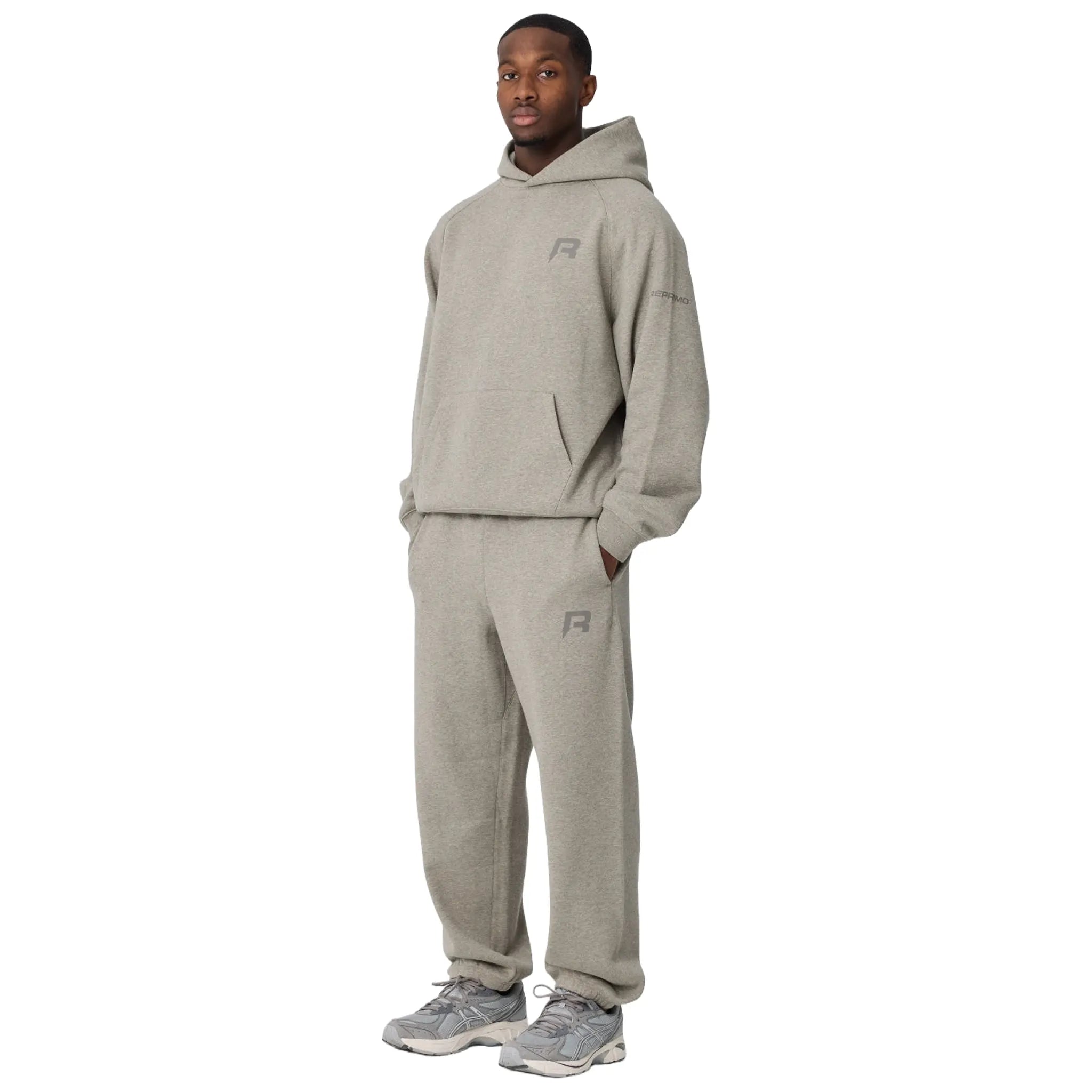 Front Side View of Reprimo Collective Grey Hoodie REP261-219